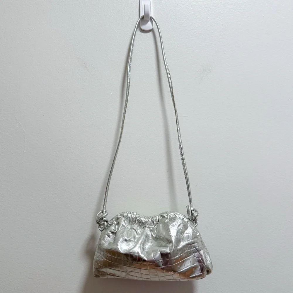 Mansur Gavriel‎ bag silver metallic cloud clutch convertible shoulder party